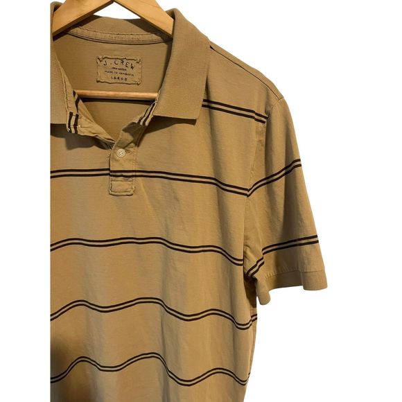 (Sold)J. Crew Polo Shirt Men's Large L Short Sleeve Brown Striped Polo Shirt - Picture 4 of 8